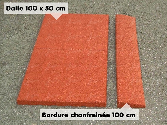 Dalle de terrasse Caoutchouc 100 x 100 (25 mm) rouge